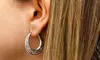 Italian 925 Sterling Silver Greek Key Hoop Earrings