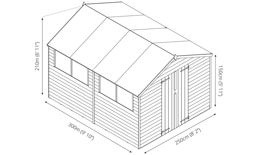 Image 10: Mercia Overlap Wooden Garden Shed