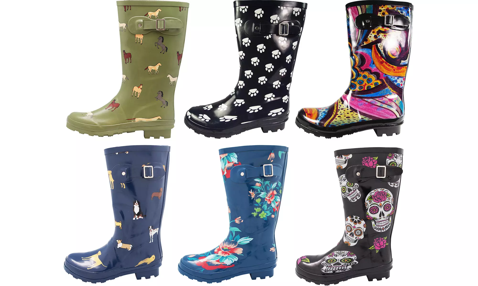 Norty Women's Hurricane Wellie Printed Waterproof Mid-Calf Rain Boots - Primary Image