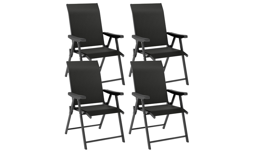 Image 4: Outsunny Set of 4 Folding Garden Chairs