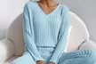 Women's Two-Piece Long Sleeve Ribbed Knit Lounge Pajama Sets - Second Medium