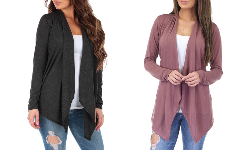 Image 7: Women's Hacci Draped Cardigan. Plus Sizes Available (2-Pack)