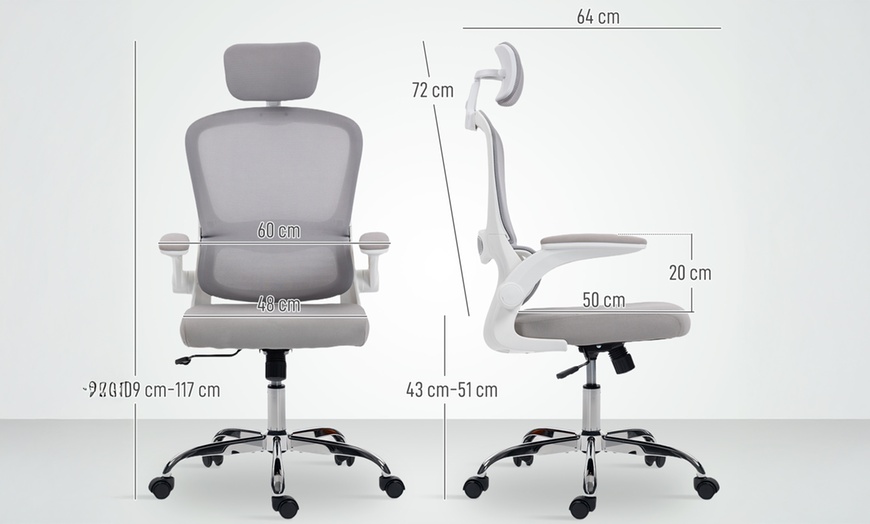 Image 4: HomCom High Back Mesh Computer Desk Chair with Lumbar Support