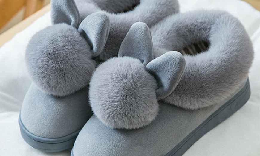 Image 4: Fluffy Rabbit Slippers