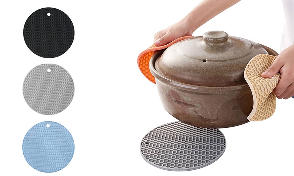 1x oder 2x hitzebeständiger und rutschfester Silikon-Untersetzer