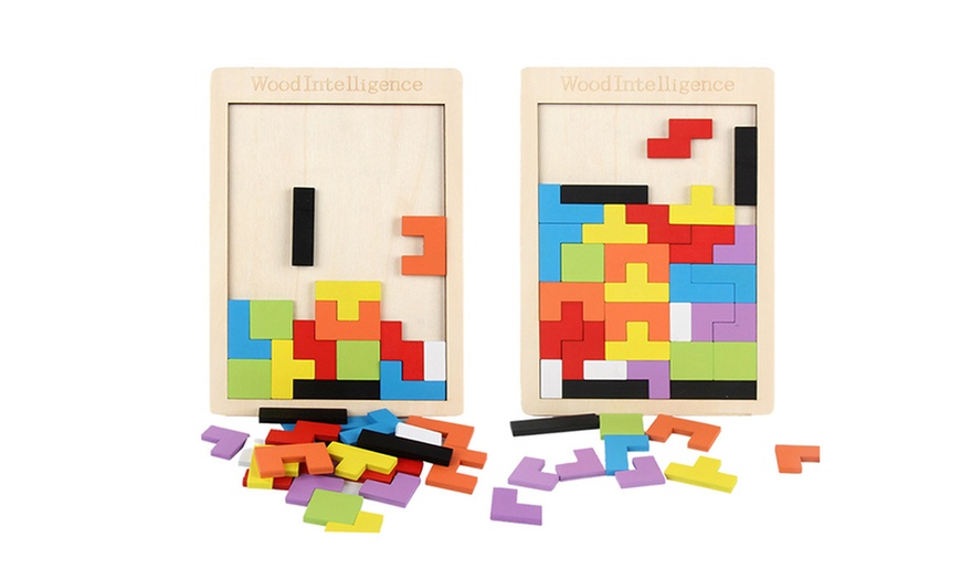 Image 8: Wooden Tetris Board Game
