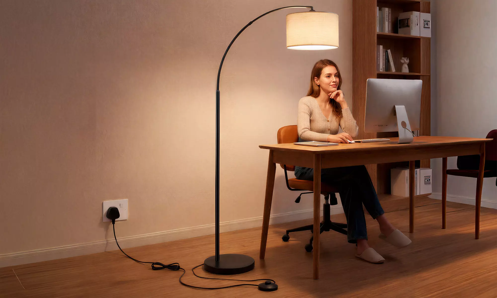 Emitto Modern Floor Lamps - Uplighter with Reading Light and Arc Lamp