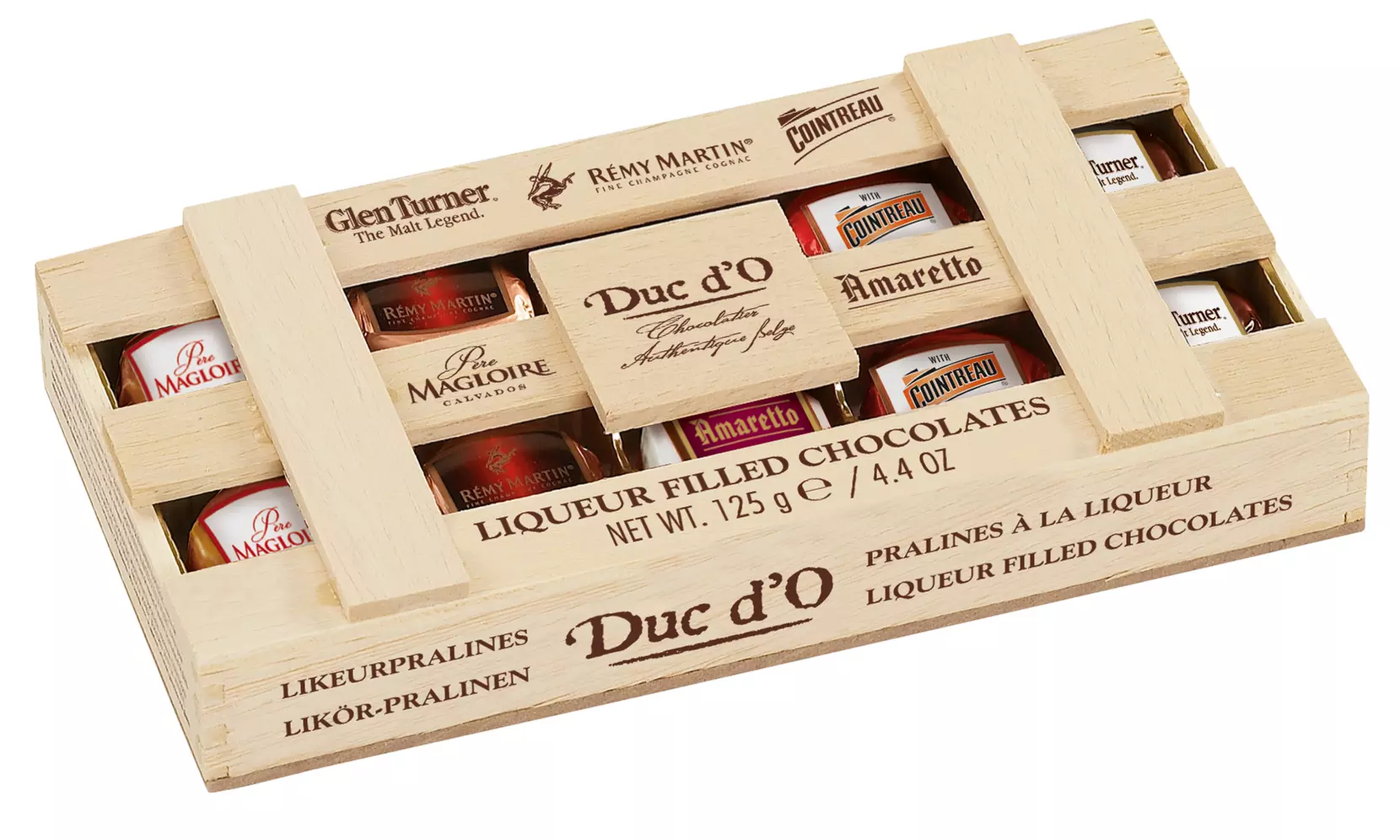 125g or 250g of Duc d'O Liqueur-Filled Chocolates in Wooden Crate - Image 3