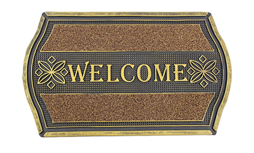 Image 3: Welcome Slogan Metallic Doormat