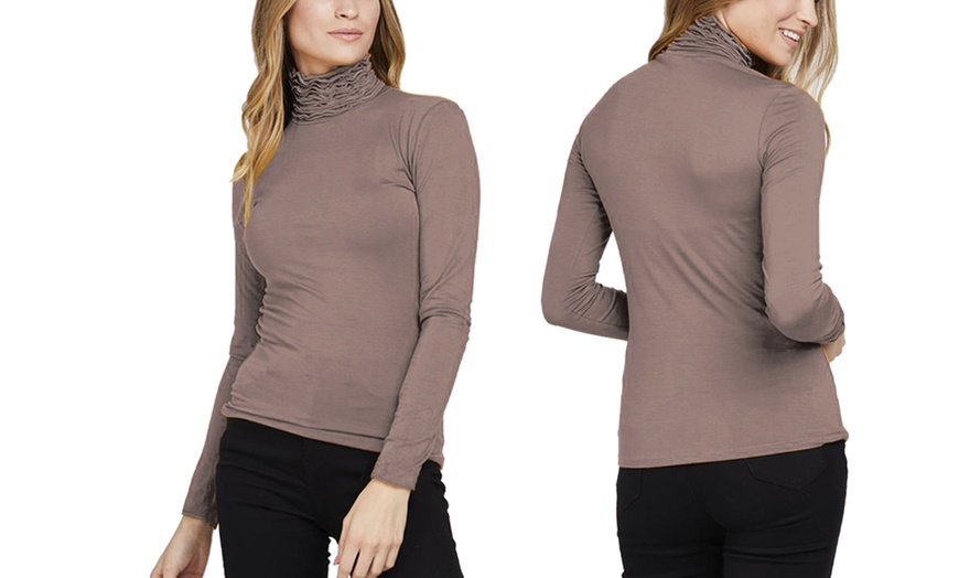 Image 5: Ruffled Polo Neck Jersey Tops