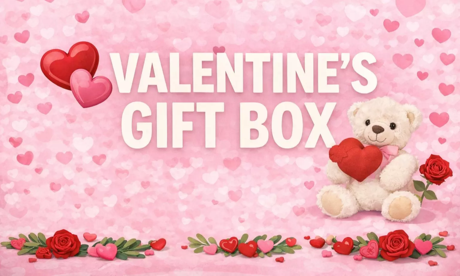 Valentine’s Day Gift Box with Candy, Chocolates, Teddy Bear & Brand-Name Snacks