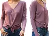 Reflection Women's Button & Tie-Front Oversized Waffle Knit Top. Plus Sizes Available - Second Medium