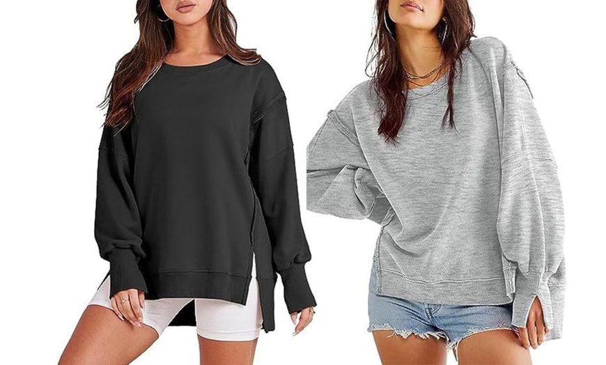 Image 10: Sweatshirt ample avec fente latérale pour femme