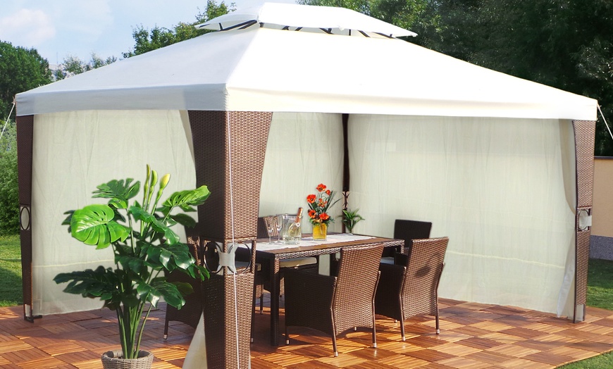 Image 17: Rattan-Effect Gazebo with LED