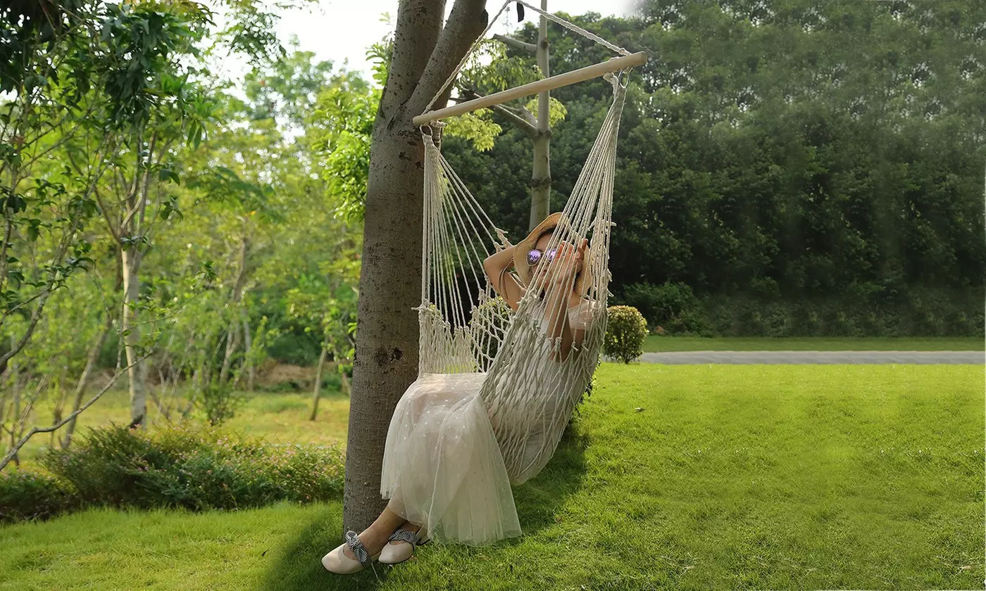 iMounTEK Hanging Rope Hammock Chair Swing with Spreader Bar - Primary Image