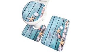 3-Pc Ocean Design Bathroom Mat Set