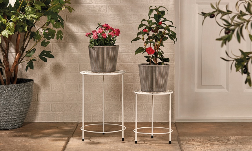 Image 4: Set of Two Metal Flower Stands