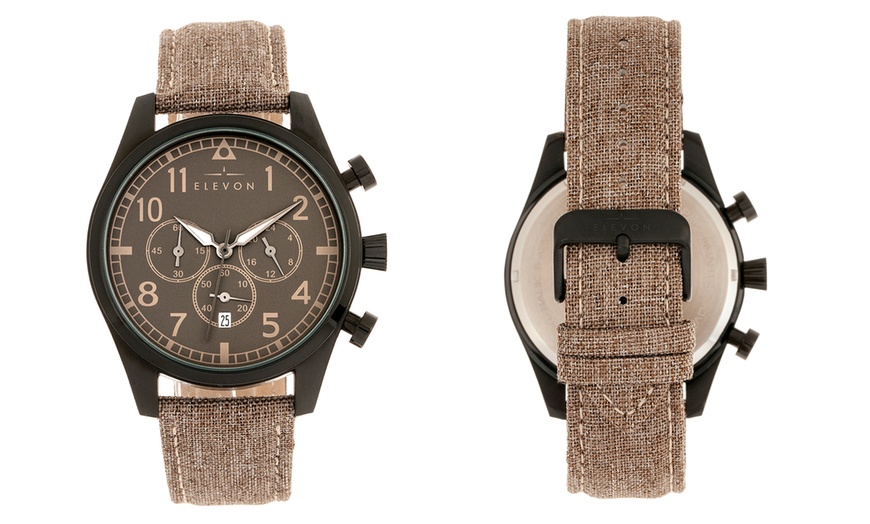 Image 5: Elevon Leather-Band Men's Watch