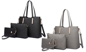 Three-in-One PU Leather Shoulder Bag Set