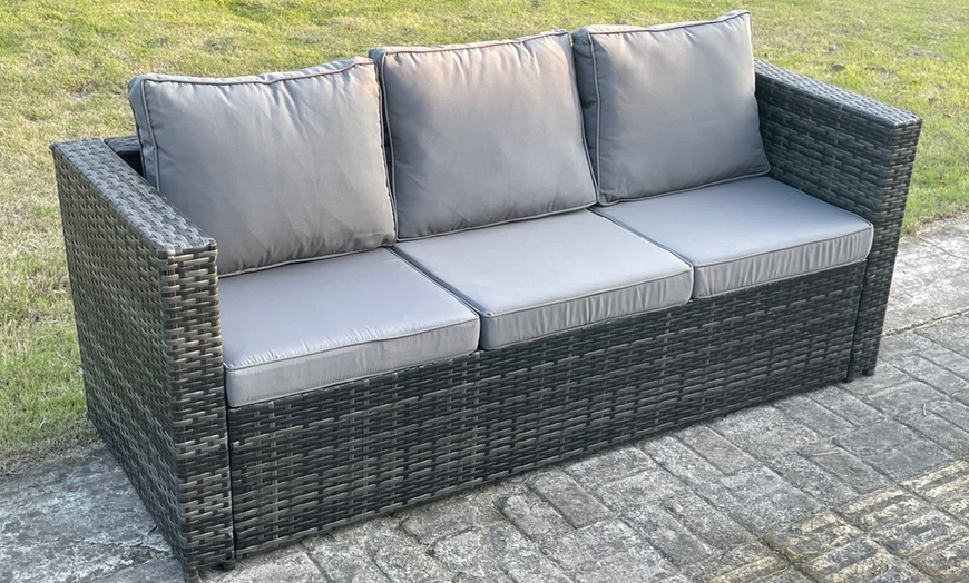 Image 2: 7-tlg. Fimous Polyrattan-Gartenmöbel-Set mit höhenverstellbarem Tisch