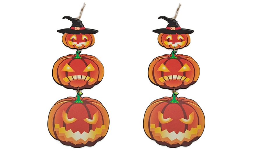 Image 3: Wooden Halloween Decorations Hanging Sign