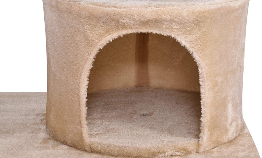 Image 8: Pawhut Three-Tiered Cat Tree