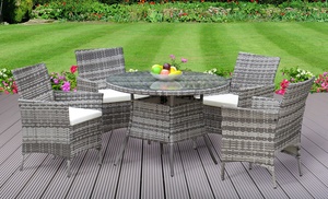 Valletta Outdoor Rattan-Effect Dining Set with Optional Cover