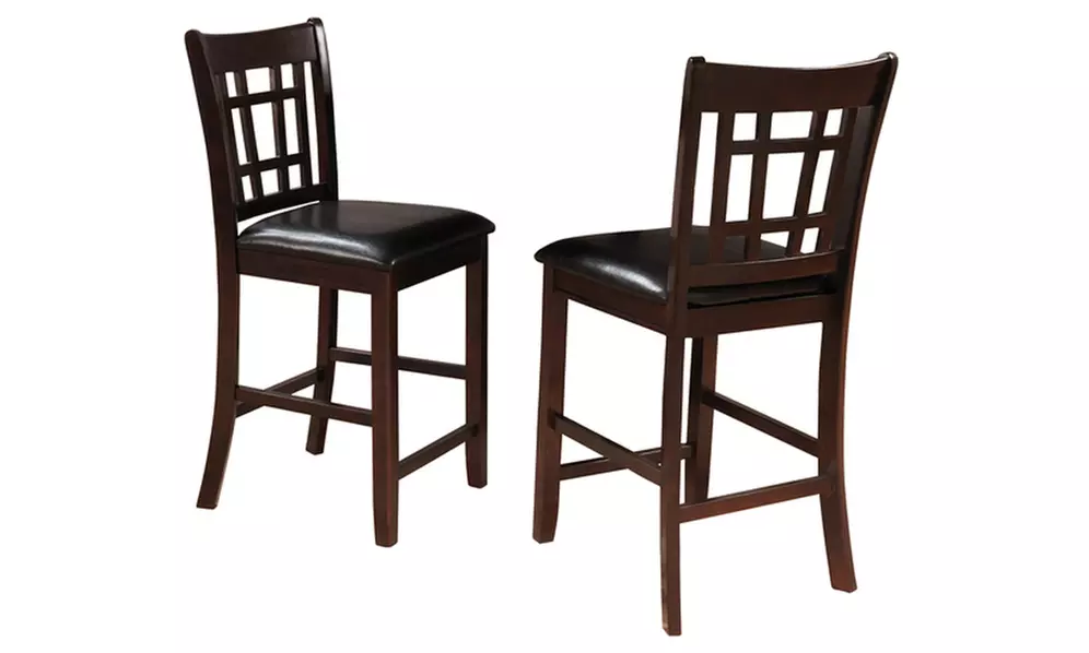 Dark Cherry Finish Counter Height Chair Bar Stool (Set of 2) - Primary Image