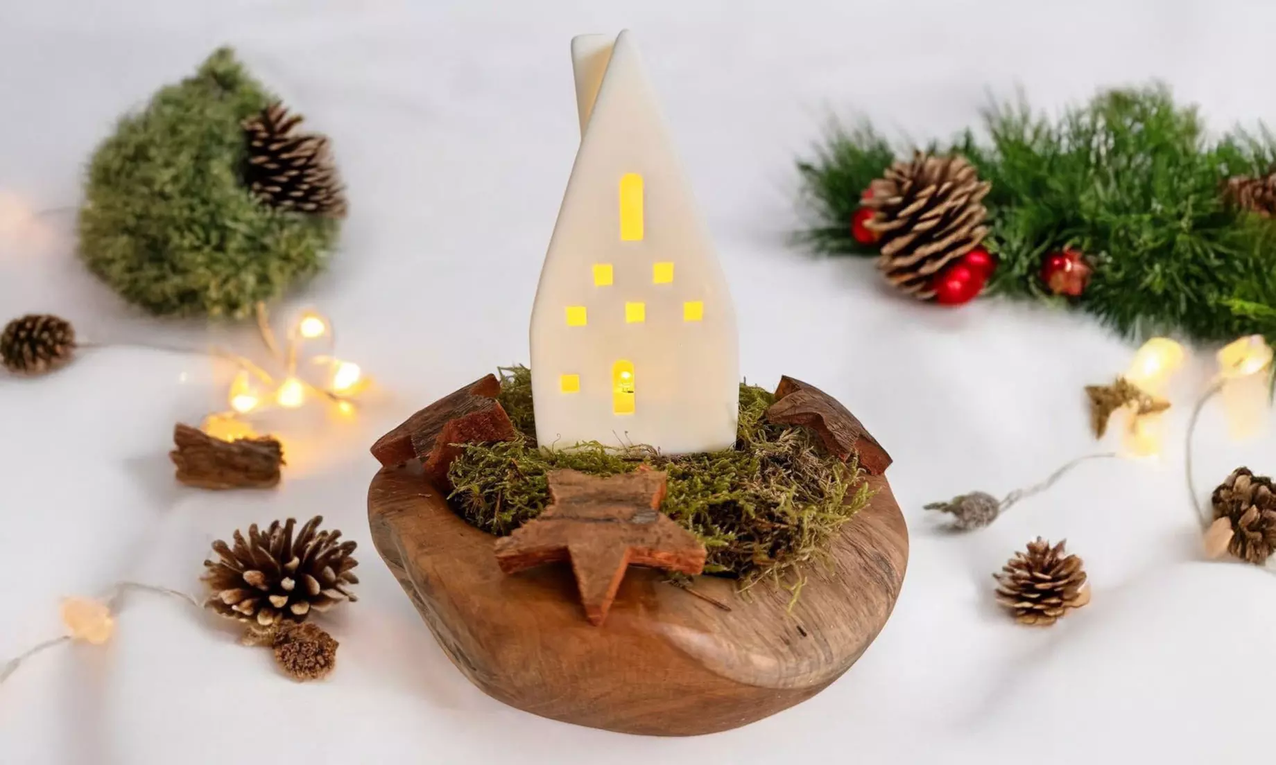 Adventskranz aus Wurzel-Teakholz