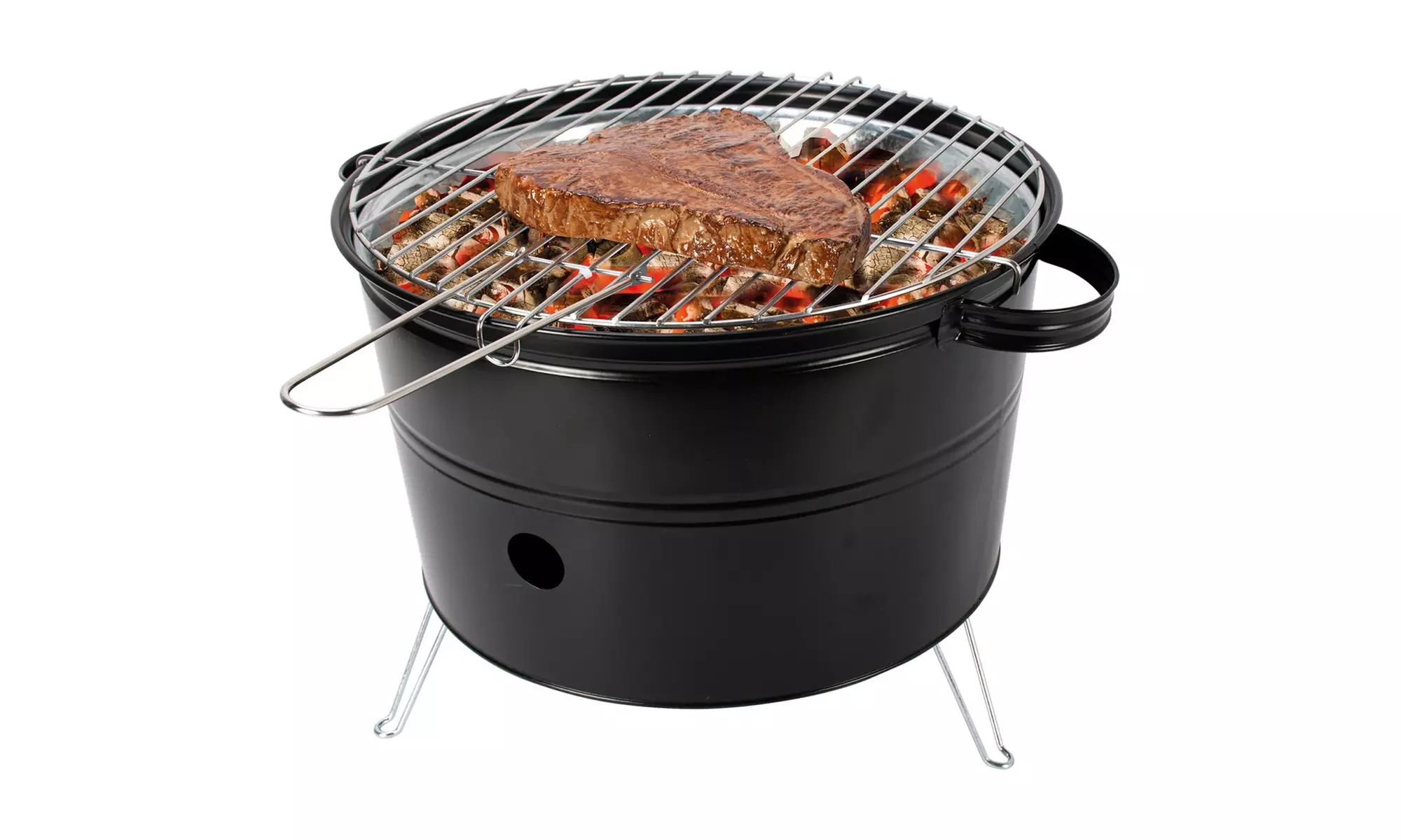 Barbecue rond portatif au charbon de bois