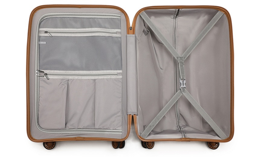 Image 9: One or Three Classic Cream and Tan Hard Shell Suitcases with Lock