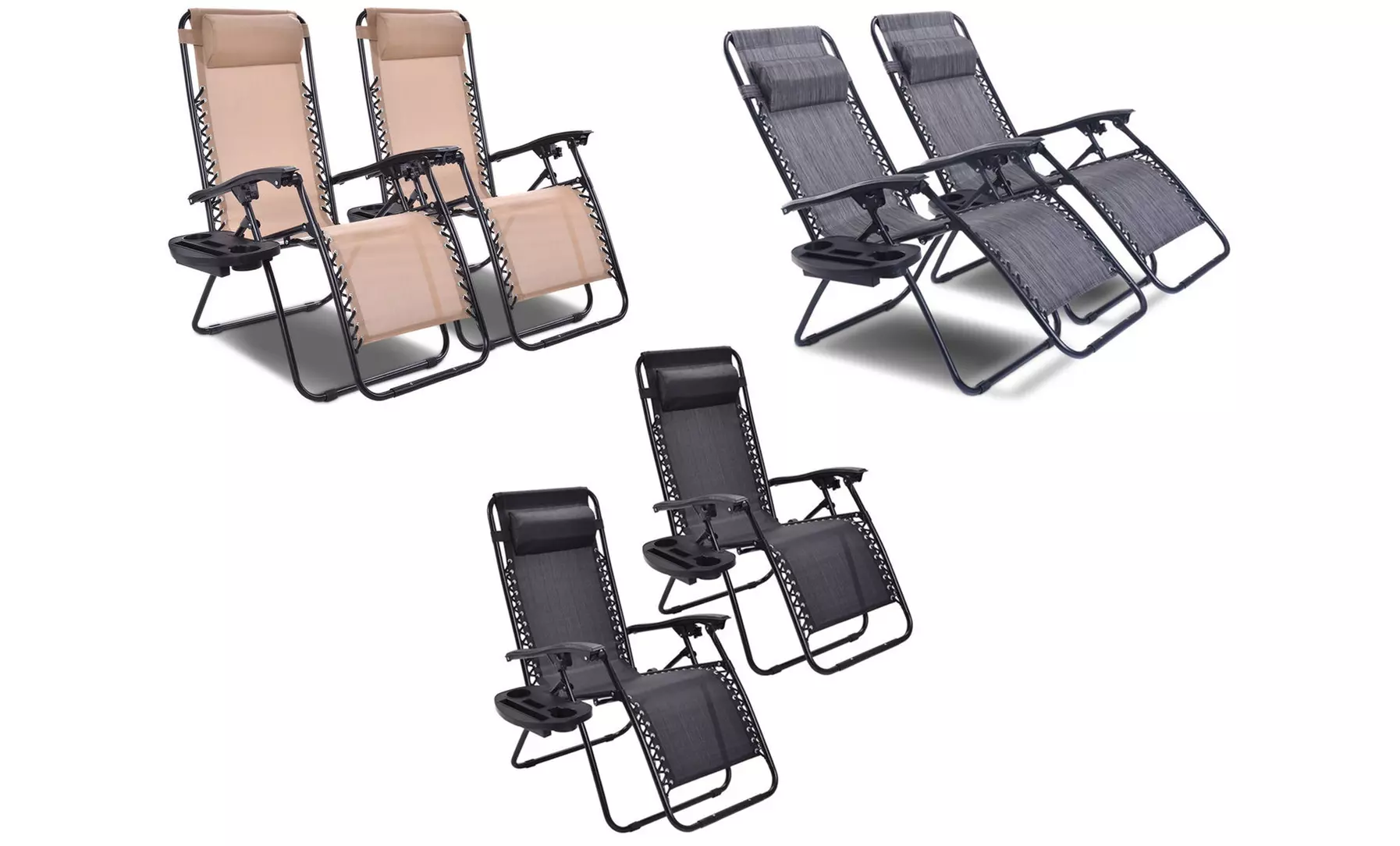 Costway Patio Folding Recliner with Cup Holder  - Primary Image