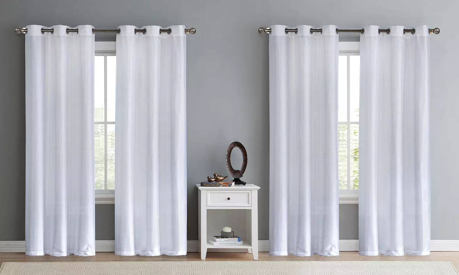Evangeline Faux Silk Window Curtain Panel Set (4-Pack) - Primary Image