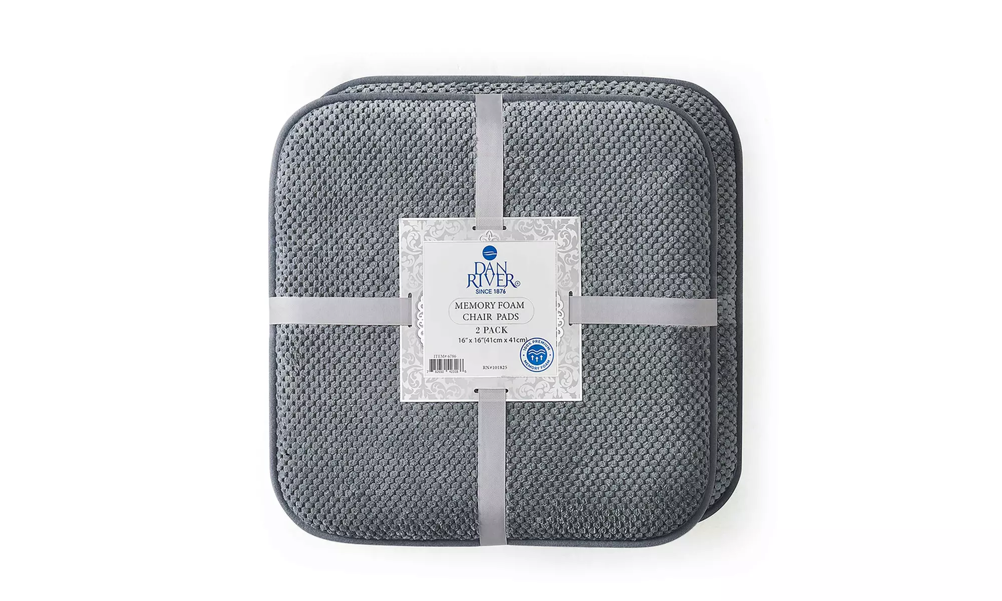 Dan River Two-Pack Memory Foam Non-Slip 16" x 16'' Chair Cushion Pad