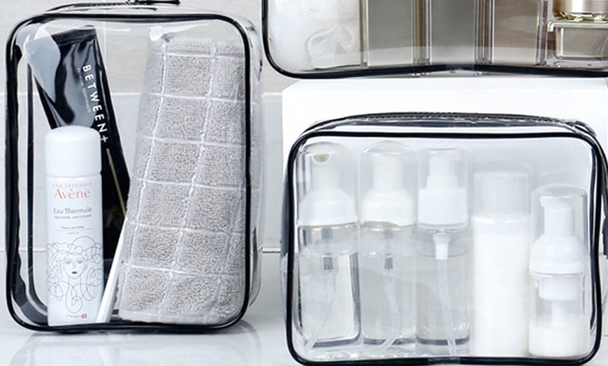 Image 4: One or Two Three-Piece PVC Clear Travel Bag Sets