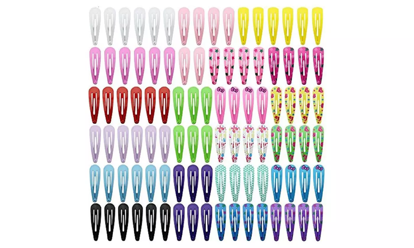 Multi-Colored Snap Hair Clips (100-Pack) - Primary Image