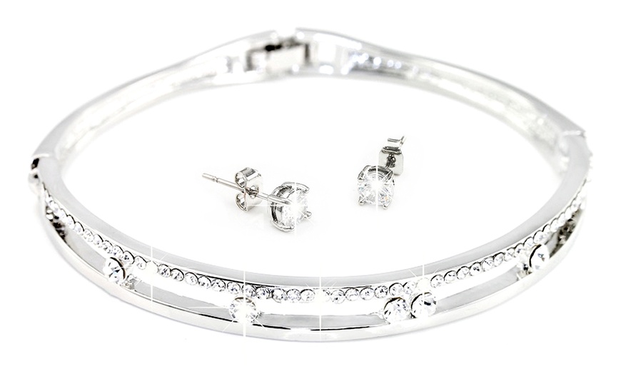 Image 3: Annabelle Bangle and Earring Set Made with Swarovski® Crystals