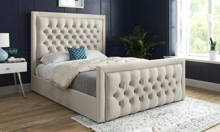 Image 13: DS Home Living Upholstered Soft Velvet Bed