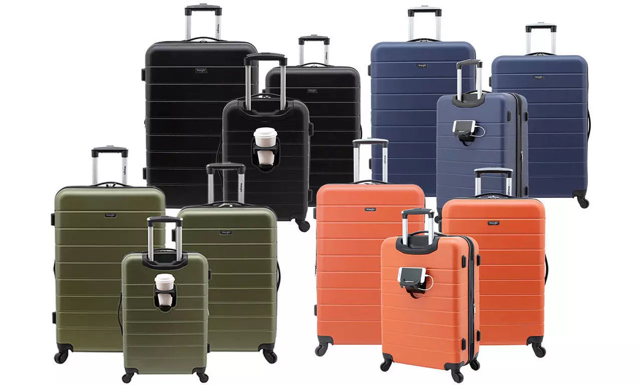 Wrangler Hardside Spinner Luggage Set with USB Port, Cup Holder (3-Piece) - Primary Image