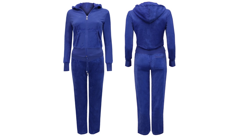 Image 3: Women's Velour Hooded Tracksuit