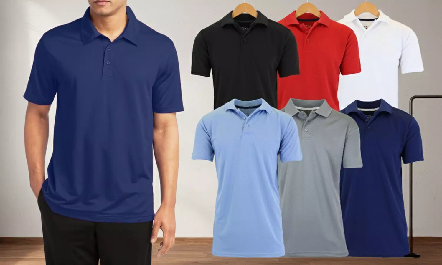4 Pack Galaxy By Harvic Men's Tagless Dry-Fit Moisture-Wicking Polo (S-2XL)