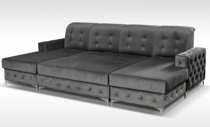 Image 5: Plush Velvet Sofa Bed