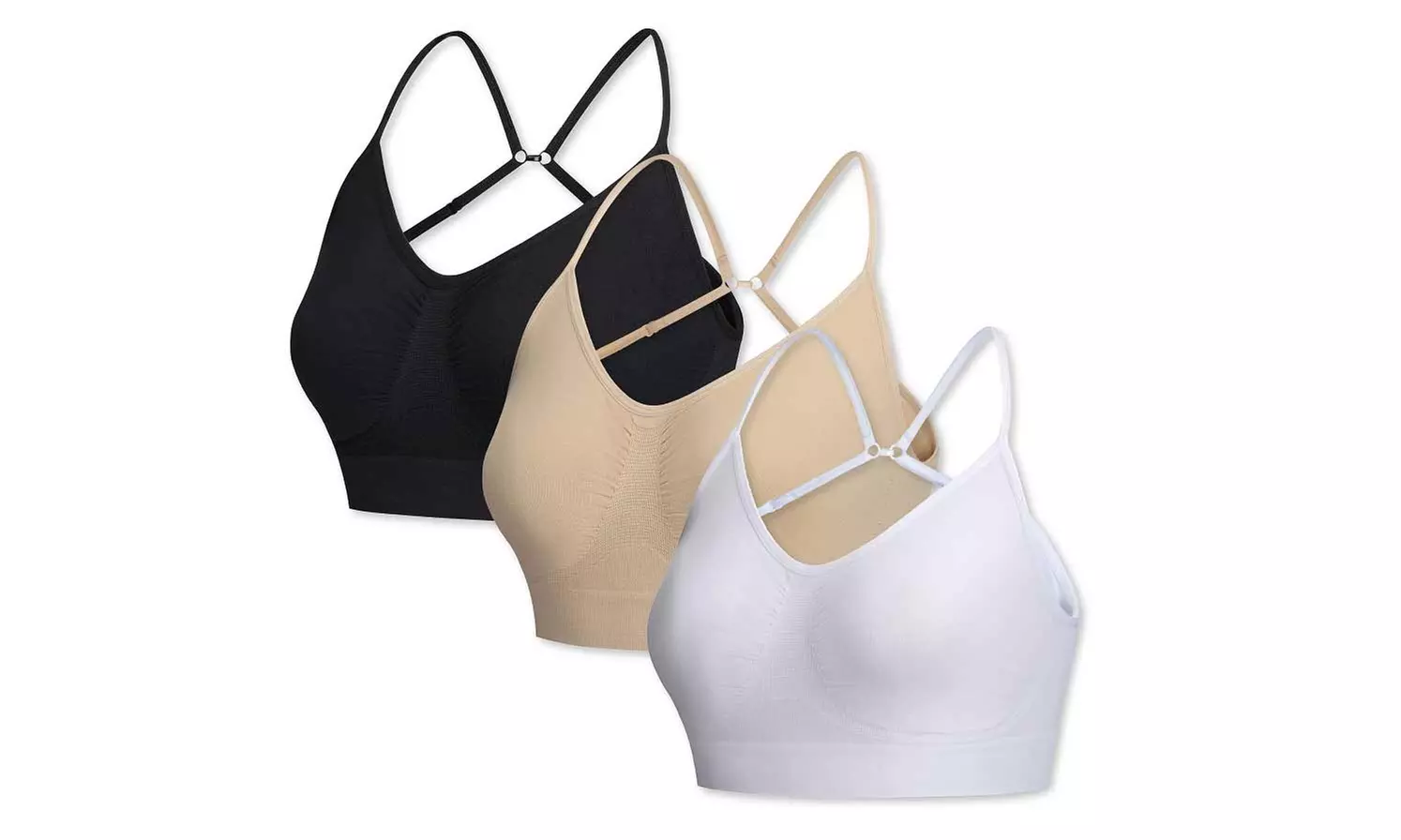 Lot de 3 soutien-gorges sans coutures à fermetures multiples, taille au choix - Primary Image