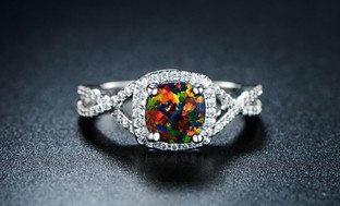 4.00 CTW Black Opal Engagement Ring