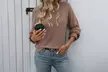 Womens Long Sleeve Knit Tee Ruffle Puff Sleeve Tunic Shirts - Second Medium