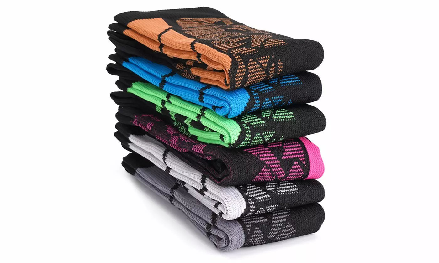 6 Pairs Knee-High Graduated Compression Socks 15-20 mmHg for Nurses Running