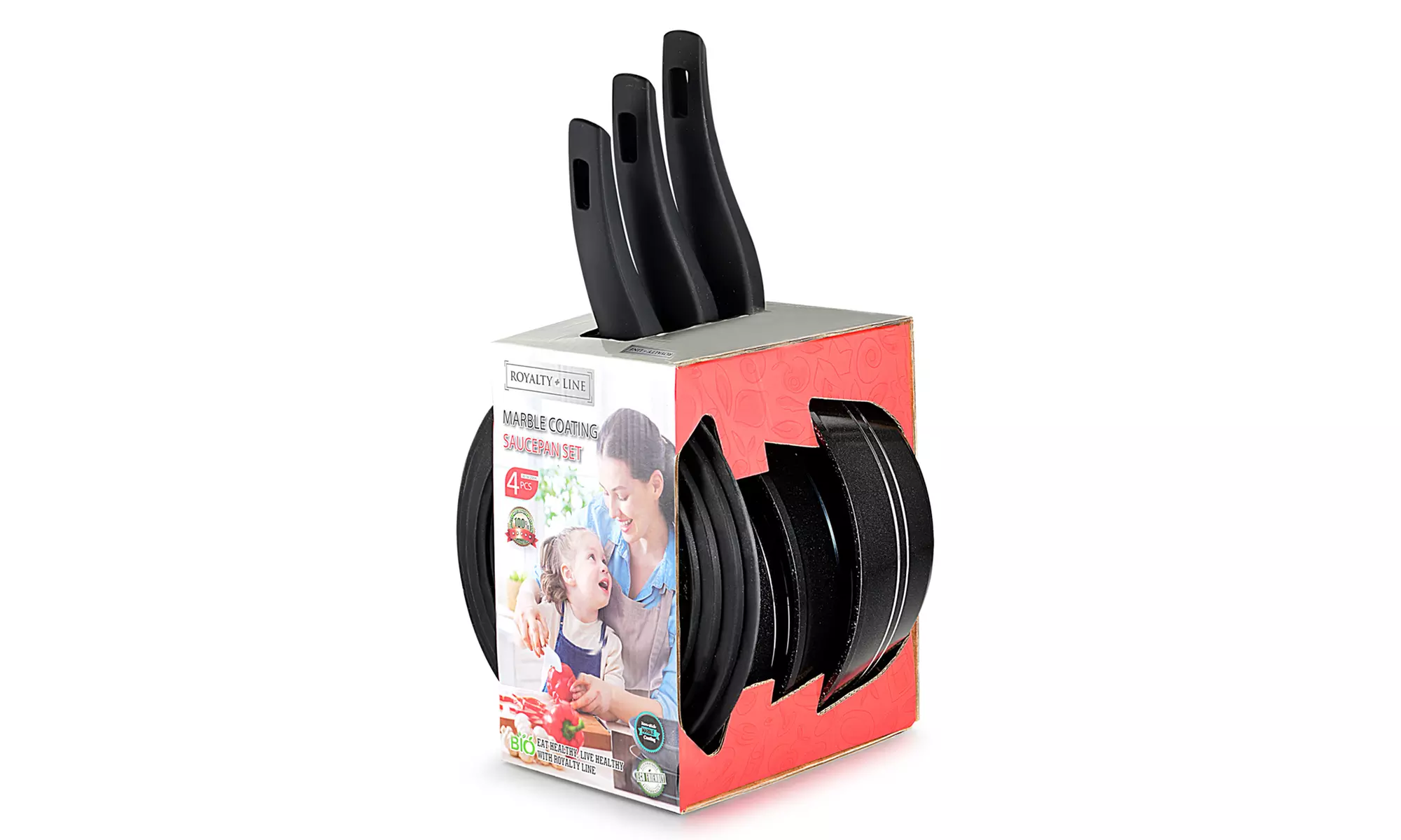 Set de 2 o 3 cacerolas con tapa de cristal de Royalty Line