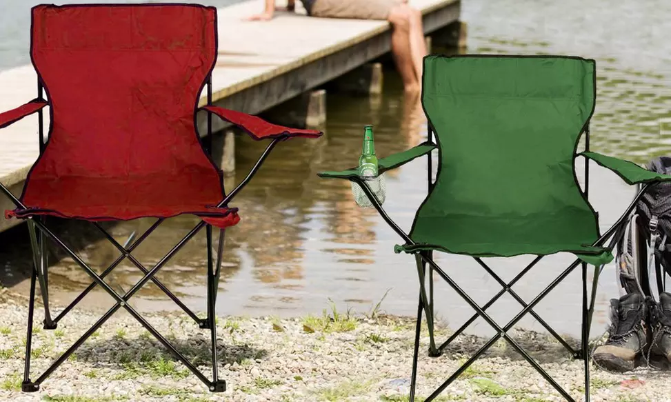 Sedia pieghevole con portabicchieri