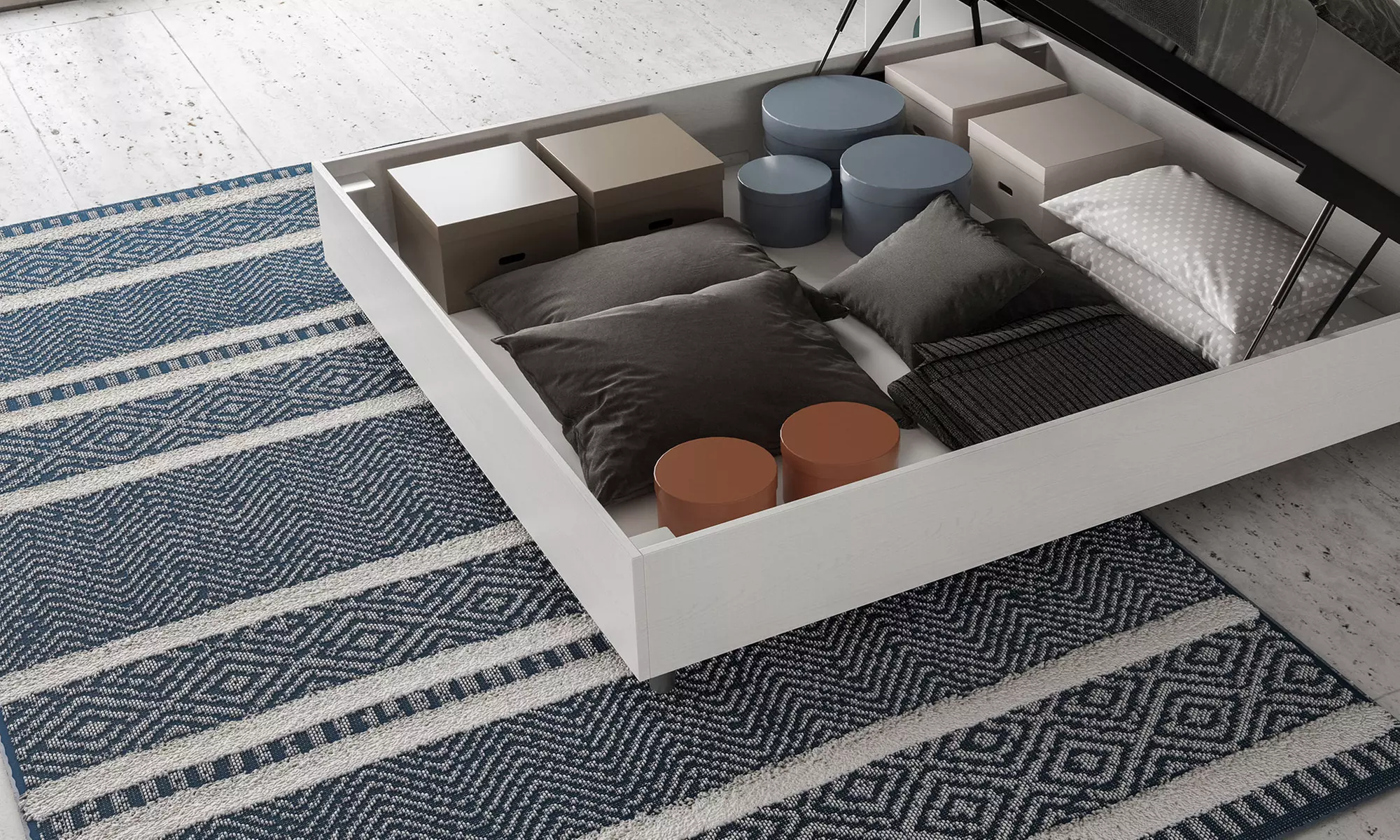 Lit double Ankel, avec tête de lit en mélamine