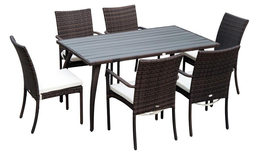 Image 14: Outsunny 7-Piece Rattan Dining Sets